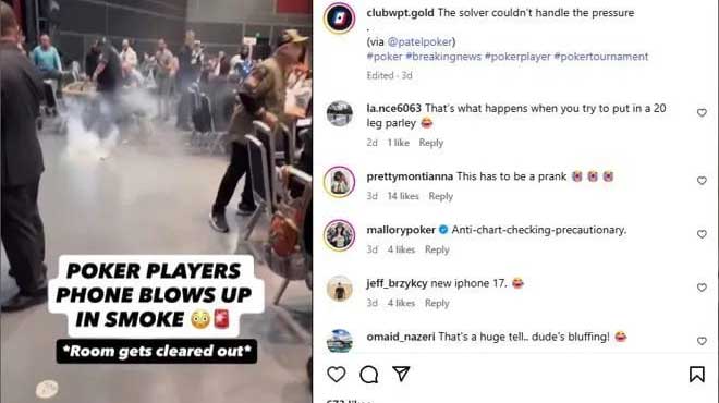 WSOPC賽場驚（jīng）魂 撲克玩（wán）家（jiā）iphoness突冒濃煙